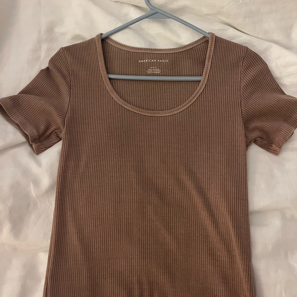 American Eagle Light Brown Ribbed Body Suit
